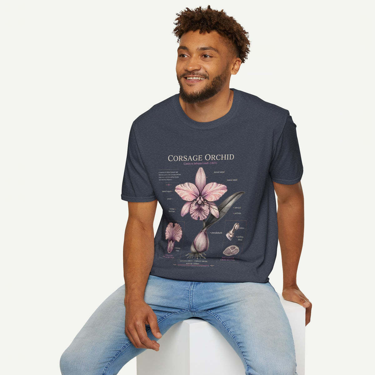 Corsage Orchid T-Shirt — Botanical Floral Diagram Tee