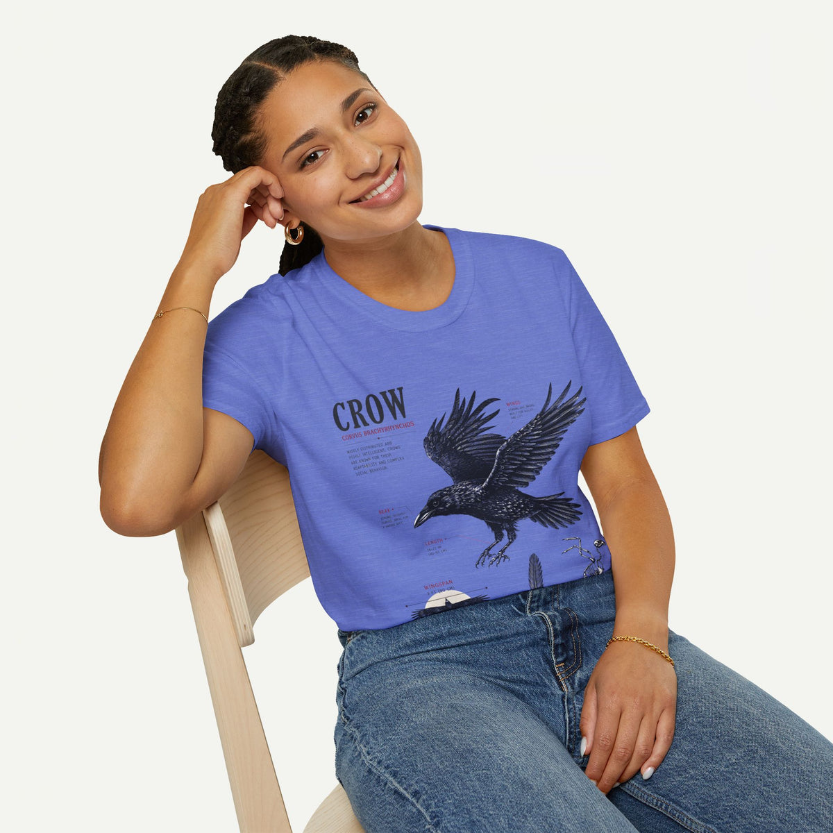 Crow Anatomy Graphic T-Shirt — Vintage Raven Illustration Tee