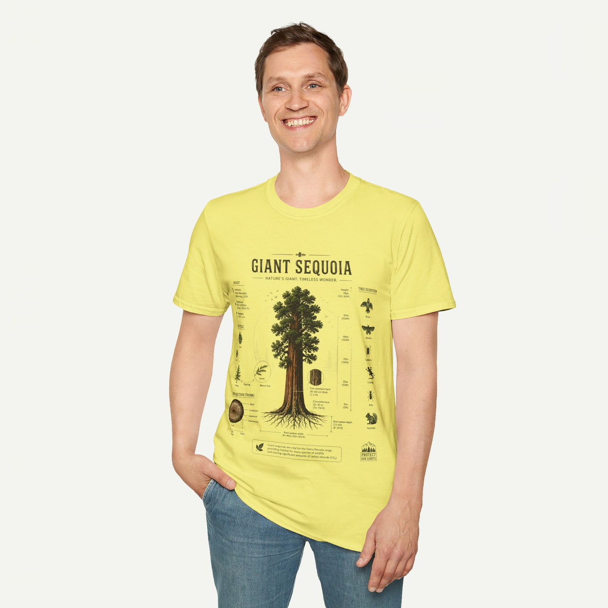 Giant Sequoia Anatomy T-Shirt — Botanical Tree Illustration Tee