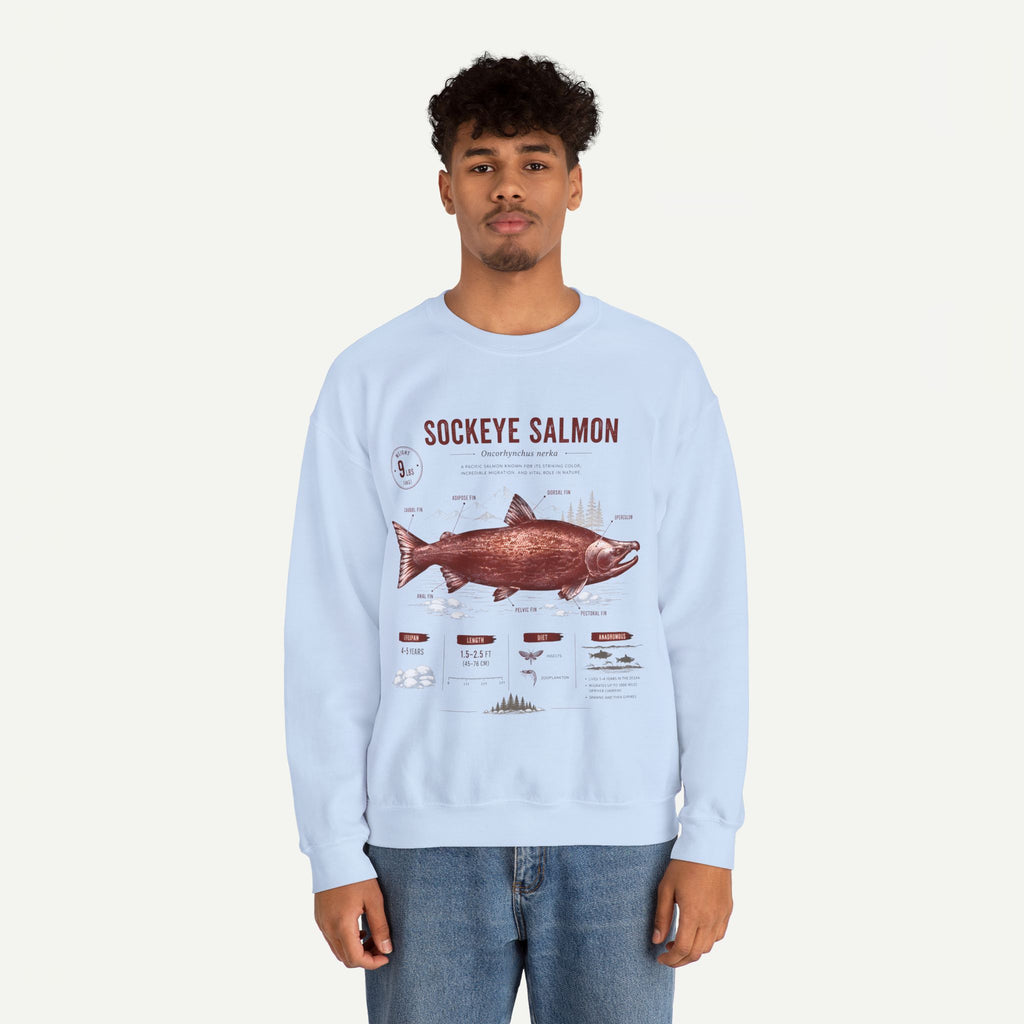 Sockeye Salmon Anatomy Sweatshirt — Vintage Fish Illustration Tee for Anglers & Nature Lovers