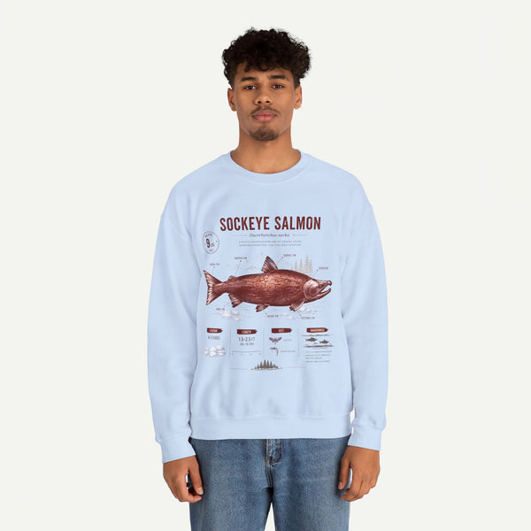 Sockeye Salmon Anatomy Sweatshirt — Vintage Fish Illustration Tee for Anglers & Nature Lovers