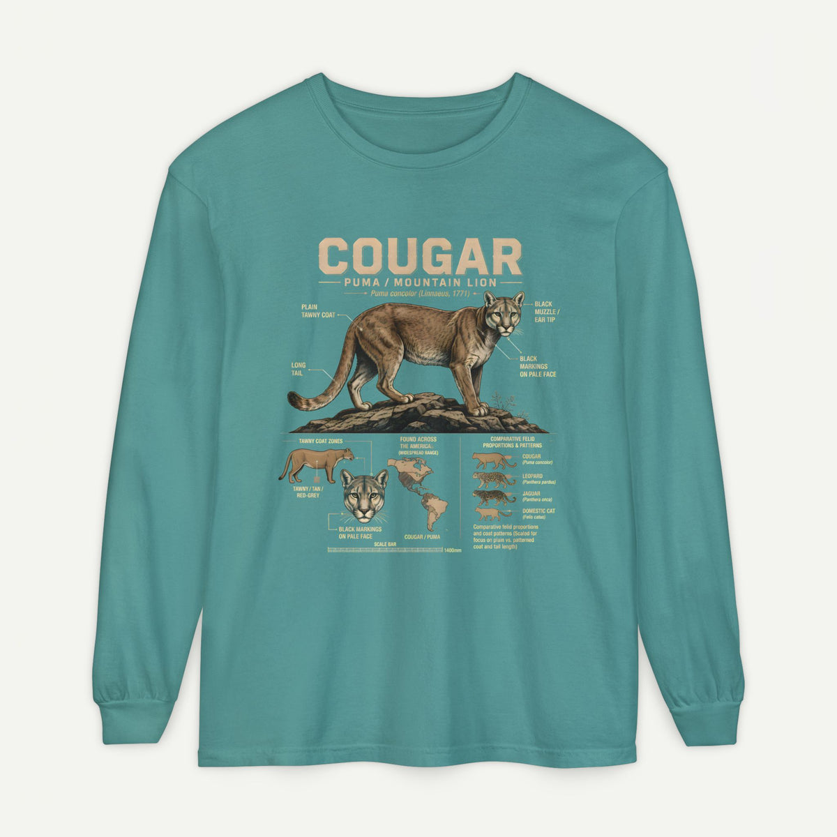 Cougar Wildlife Anatomy Long Sleeve Tee