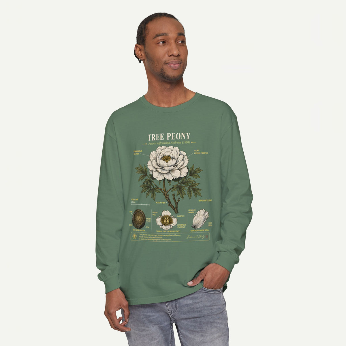 Tree Peony Illustration Long Sleeve Tee