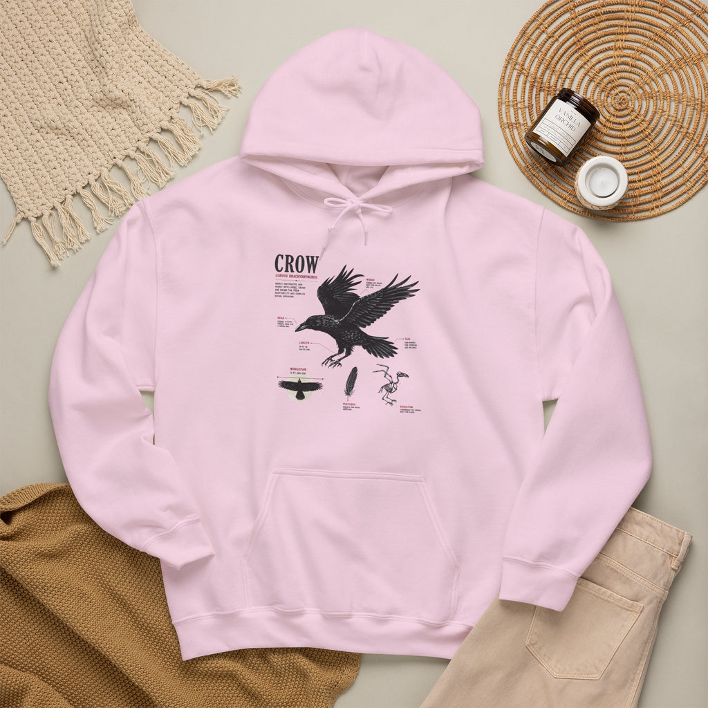 Crow Anatomy Hoodie — Vintage Raven Diagram Hooded Sweatshirt