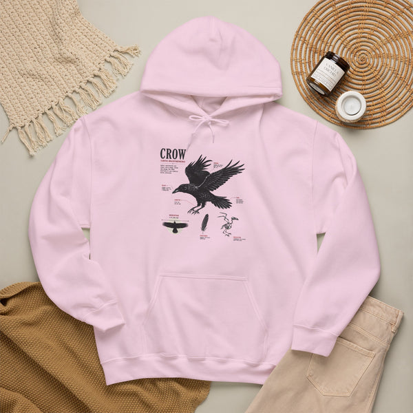 Crow Anatomy Hoodie — Vintage Raven Diagram Hooded Sweatshirt