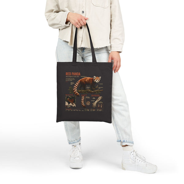Red Panda Anatomy Canvas Tote Bag — Vintage Wildlife Illustration Eco Shopper