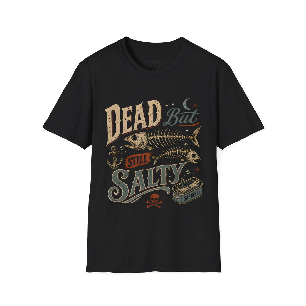 Dead But Still Salty T-Shirt — Vintage Fish Skeleton Nautical Graphic Tee Main image