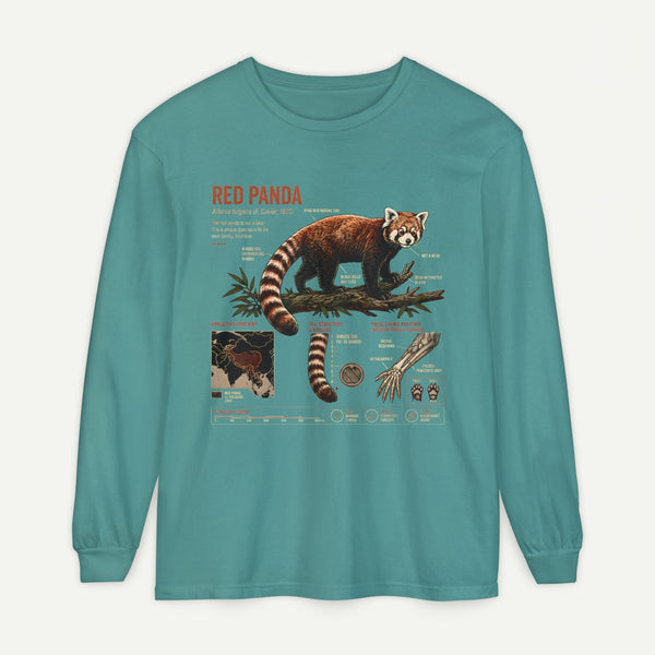 Red Panda Illustrated Long Sleeve Tee — Wildlife Field Guide Shirt