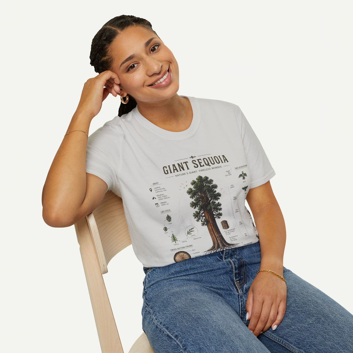 Giant Sequoia Anatomy T-Shirt — Botanical Tree Illustration Tee