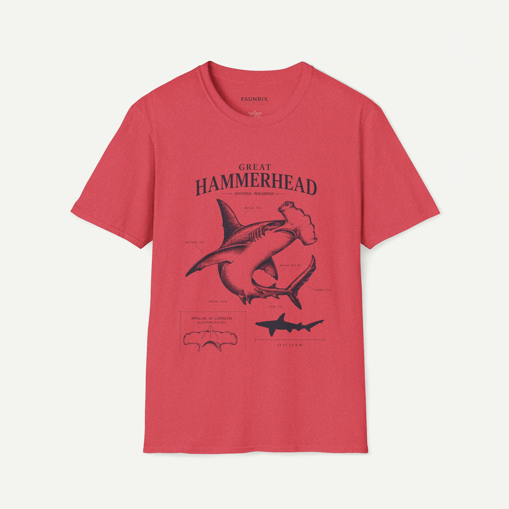 Hammerhead Shark Anatomy Tee — Vintage Great Hammerhead Graphic T-Shirt