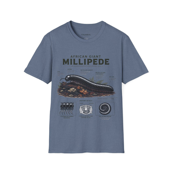 Millipede Anatomy T-Shirt — 'African Giant Millipede' Scientific Graphic Tee