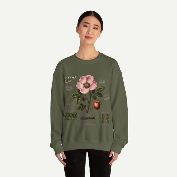 Botanical Rose Crewneck Sweatshirt – Vintage Floral Illustration