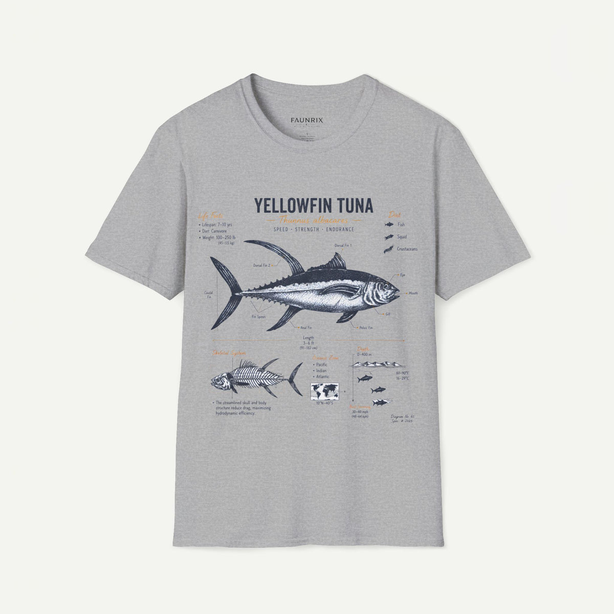 Yellowfin Tuna Anatomy T-Shirt — Vintage Fish ID Graphic Tee