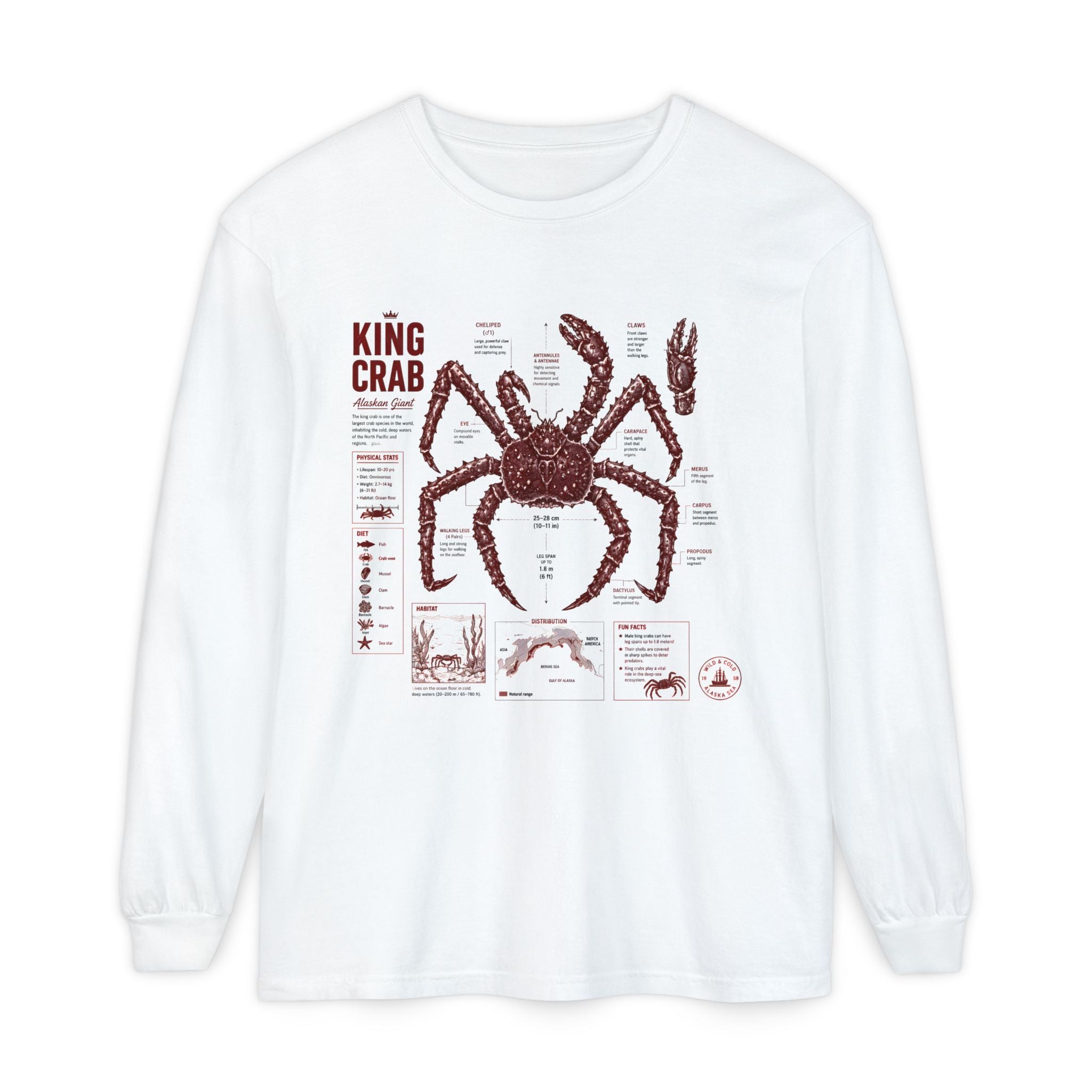 King Crab Anatomy Long Sleeve T-Shirt Secondary image