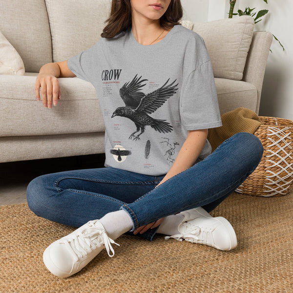 Crow Anatomy Graphic T-Shirt — Vintage Raven Illustration Tee