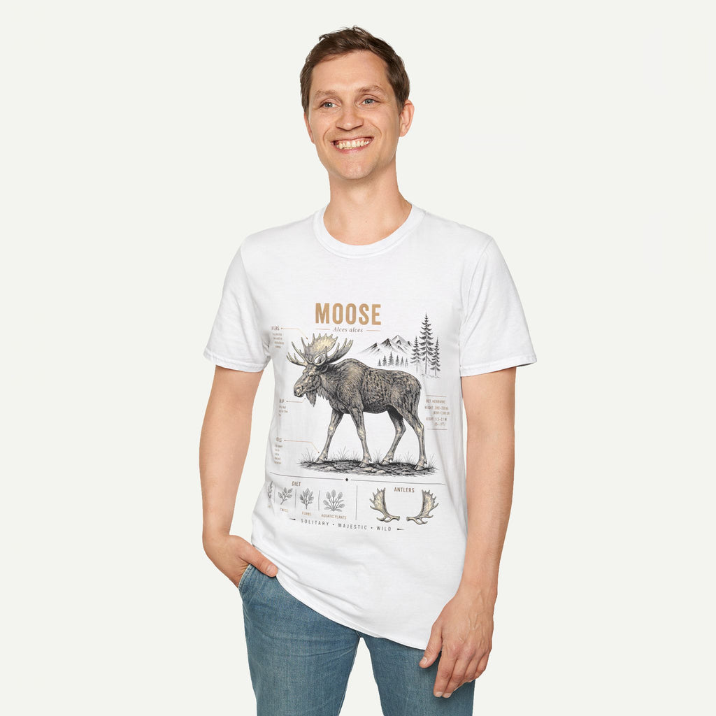 Moose Anatomy T-Shirt — Rustic Woodland Graphic Tee with Moose Design