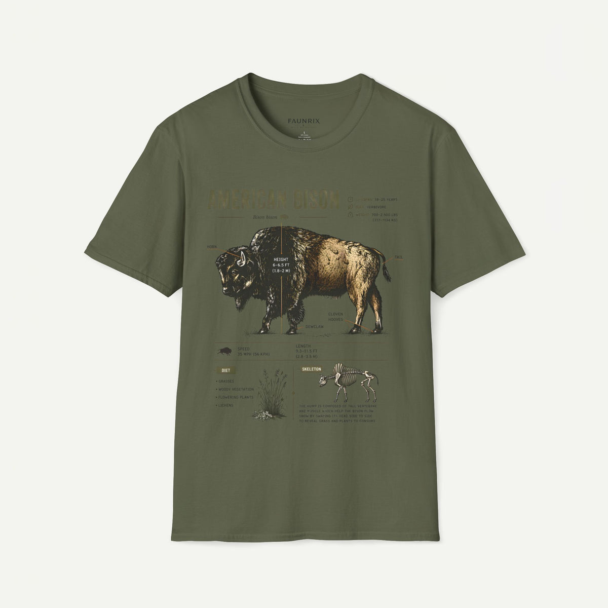 Vintage American Bison Anatomy T-Shirt