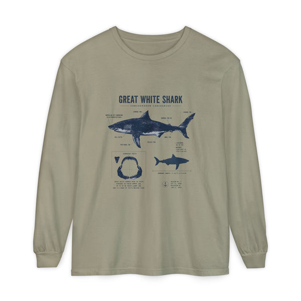 Great White Shark Anatomy Long Sleeve Tee
