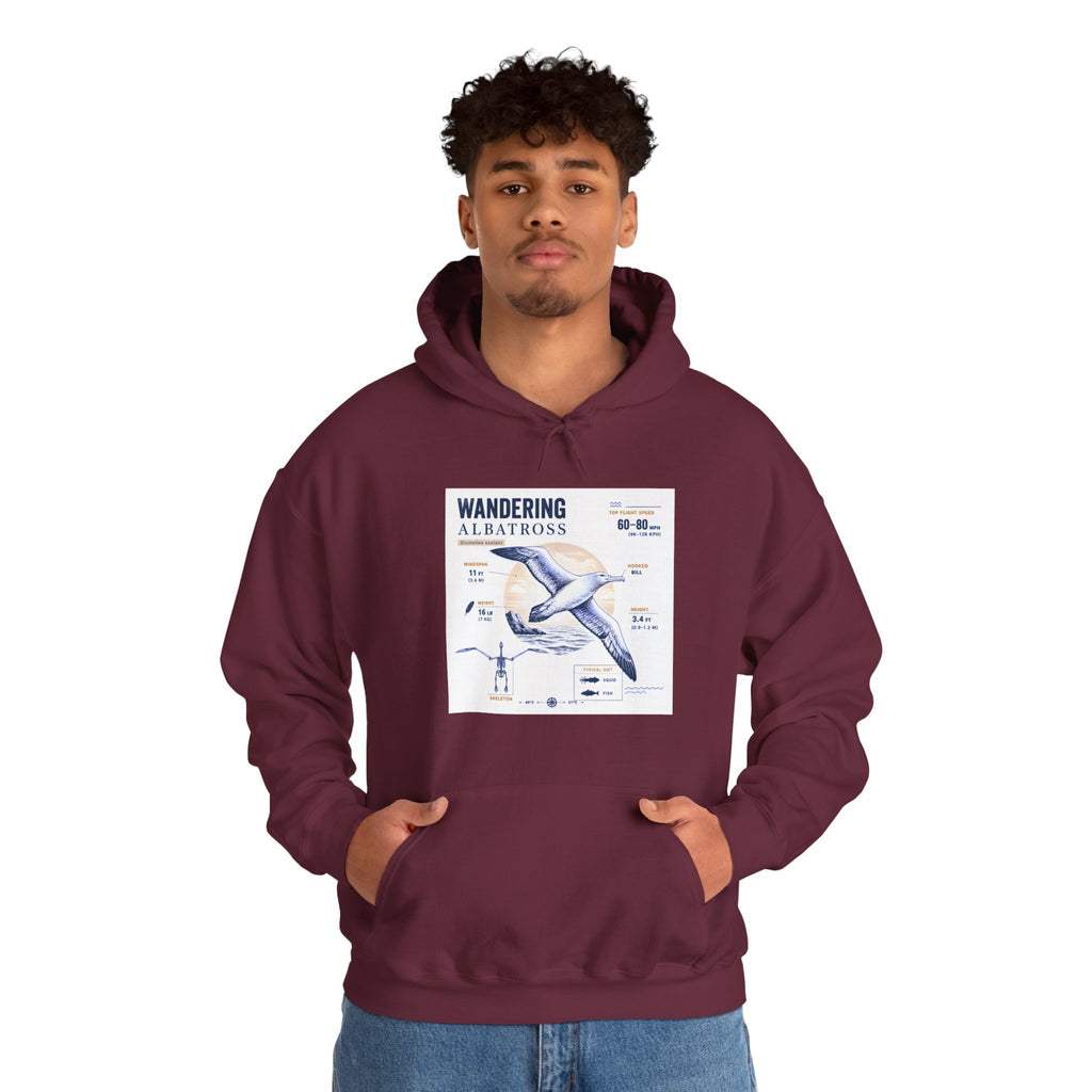 Wandering Albatross Hoodie — Illustrated Sea Bird Anatomy Pullover