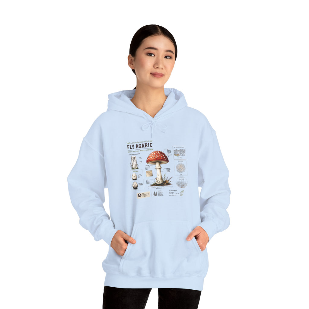Fly Agaric Mushroom Hoodie – Vintage Mycology Diagram Sweatshirt