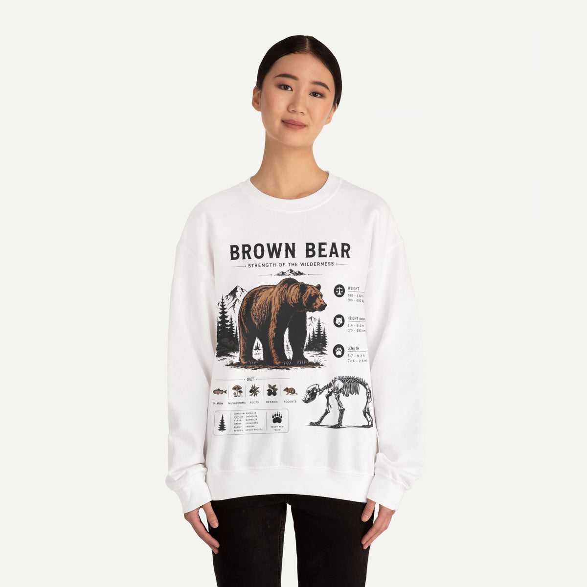 Brown Bear Anatomy Sweatshirt — Wildlife Illustration Graphic Sweatshirt