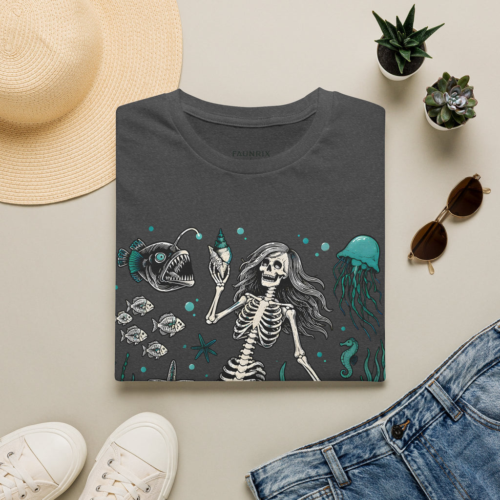 Mermaid Skeleton Tee — Gothic Sea Creature Graphic T-Shirt