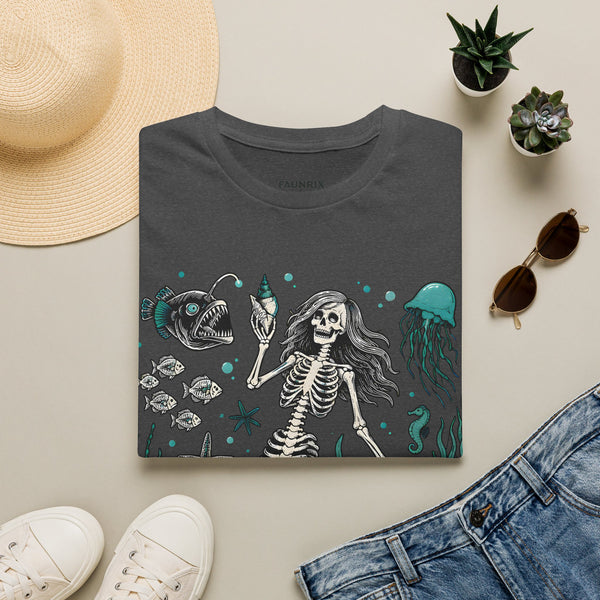Mermaid Skeleton Tee — Gothic Sea Creature Graphic T-Shirt