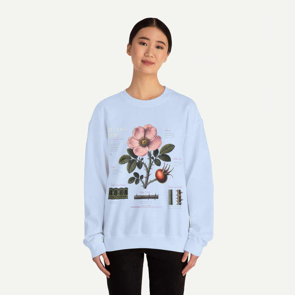 Botanical Rose Crewneck Sweatshirt – Vintage Floral Illustration