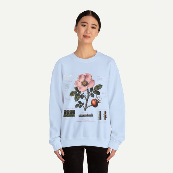 Botanical Rose Crewneck Sweatshirt – Vintage Floral Illustration