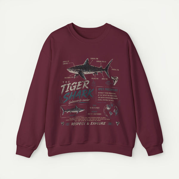Tiger Shark Anatomy Sweatshirt — Marine Biology Graphic Crewneck