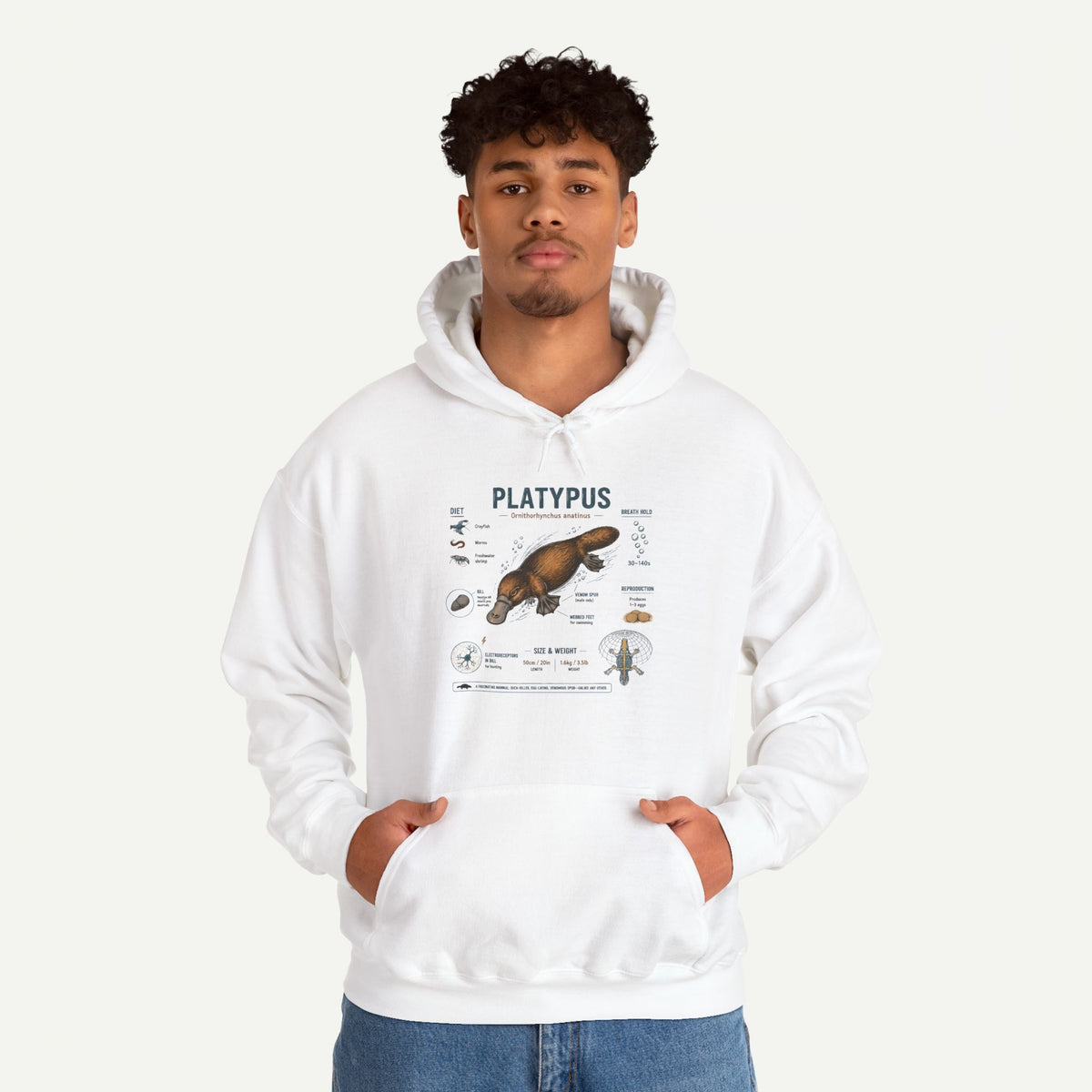 Platypus Anatomy Hoodie — Scientific Illustration Pullover for Nature Lovers