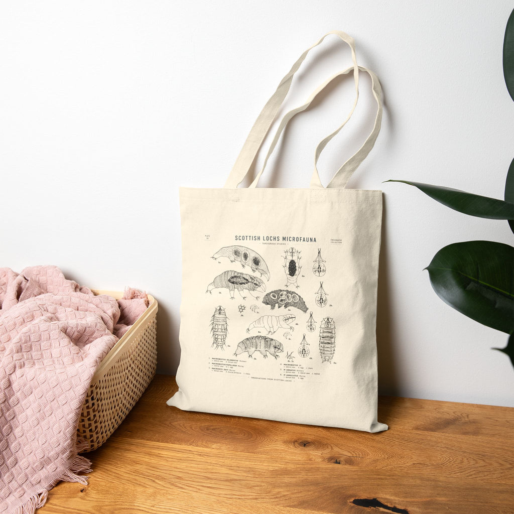 Vintage Tardigrade Anatomy Illustration Cotton Canvas Tote