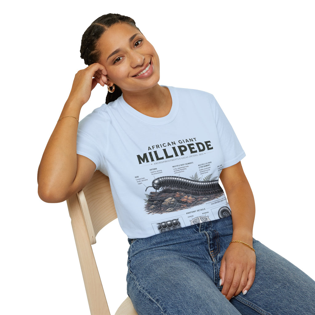 Millipede Anatomy T-Shirt — 'African Giant Millipede' Scientific Graphic Tee