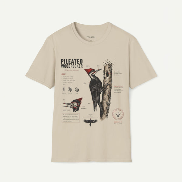 Pileated WoodpeckerAnatomy T-Shirt — Vintage Ornithology Bird Illustration Tee