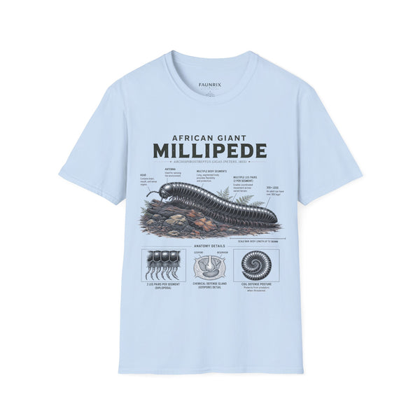 Millipede Anatomy T-Shirt — 'African Giant Millipede' Scientific Graphic Tee