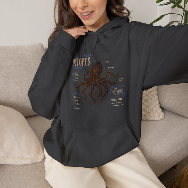 Octopus Specimen Hoodie — Vintage Marine Biology Illustration Sweatshirt