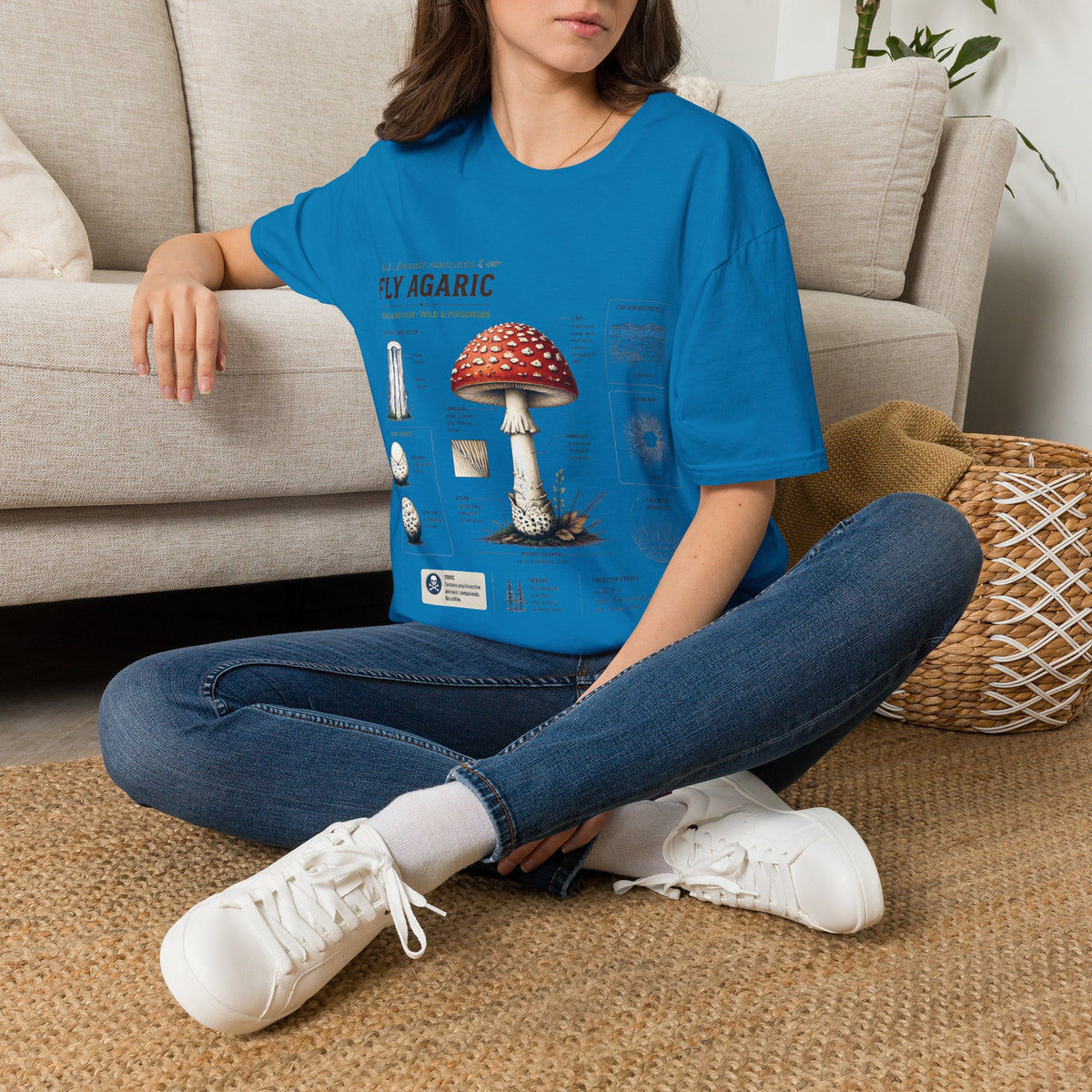 Amanita Mushroom Anatomy T-Shirt — Fly Agaric Botanical Illustration Tee