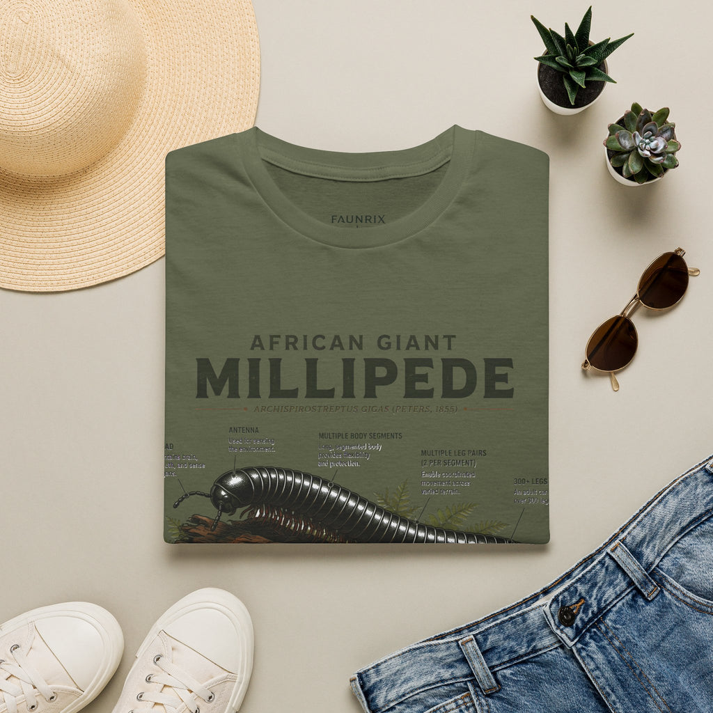 Millipede Anatomy T-Shirt — 'African Giant Millipede' Scientific Graphic Tee