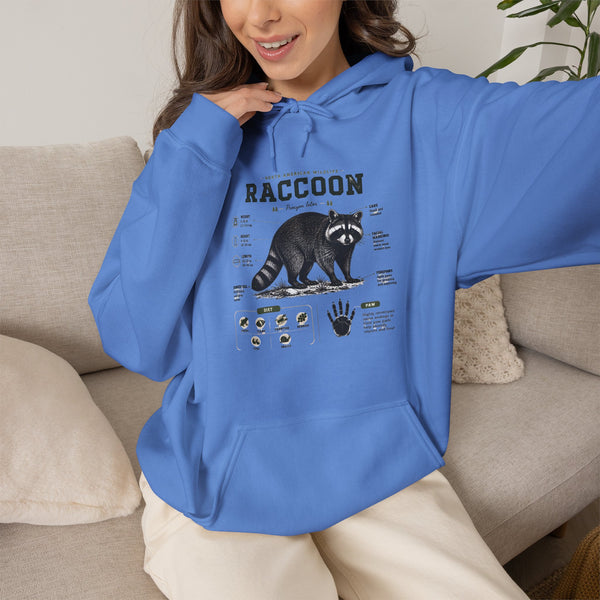 Raccoon Anatomy Hoodie — Vintage Wildlife Illustration Sweatshirt