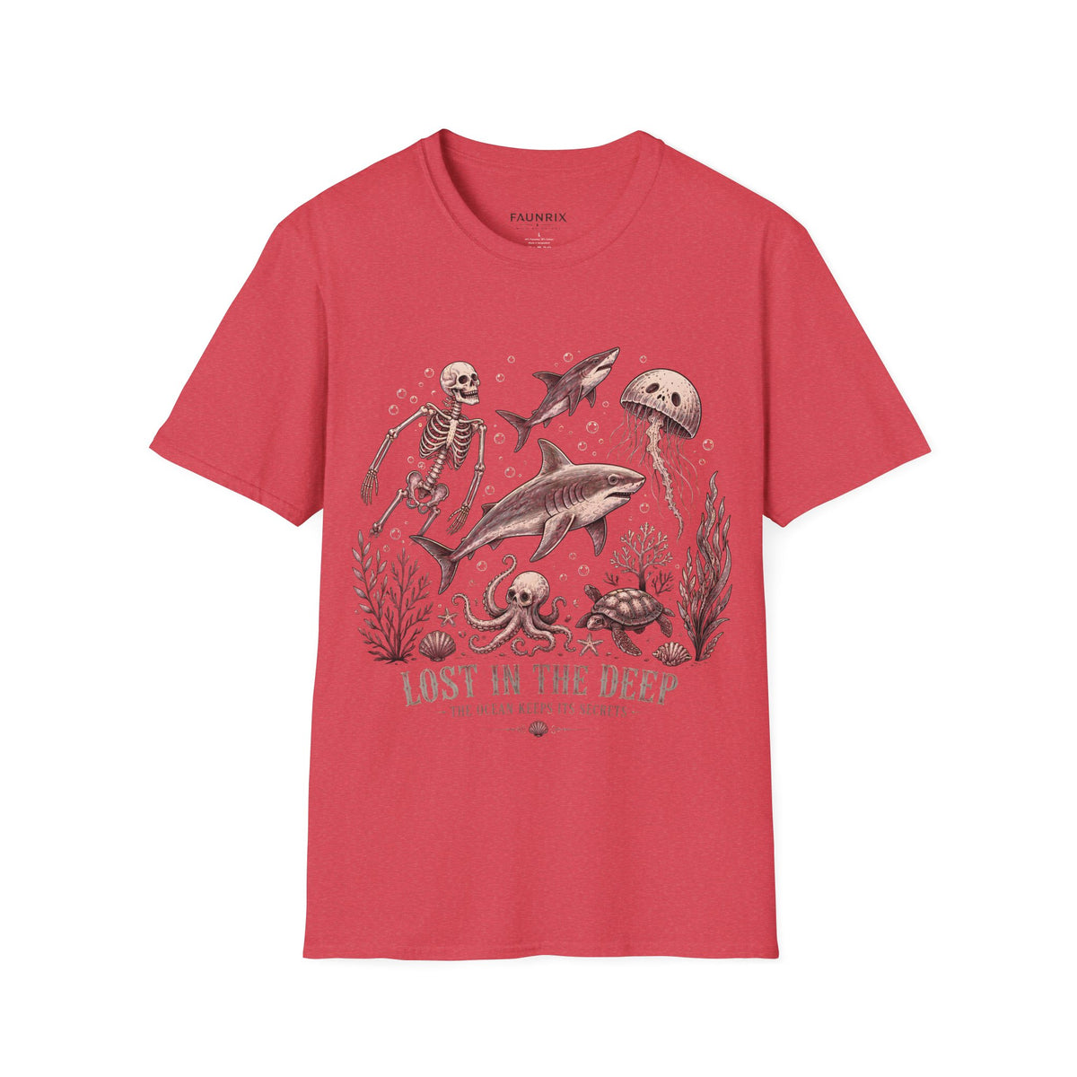 Ocean Skeleton Tee — "Lost in the Deep" Shark & Jellyfish Graphic Shirt