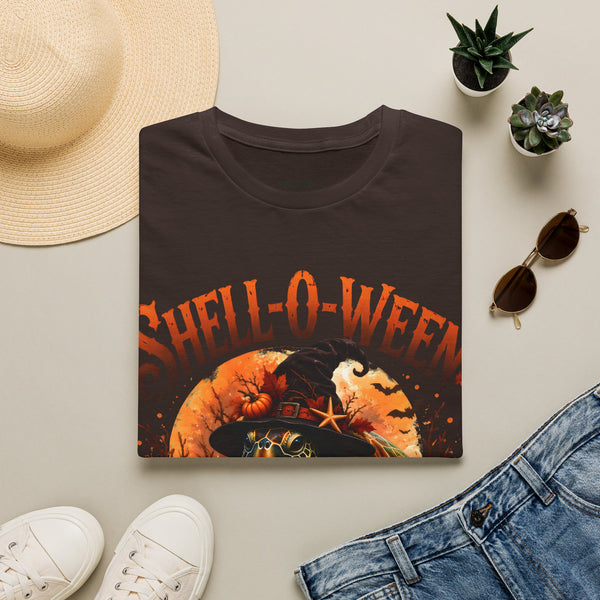 Shell-O-Ween T-Shirt — Spooky Pumpkin Witch Halloween Tee