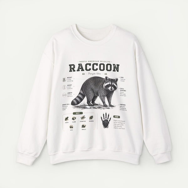 Raccoon Anatomy  Sweatshirt — Vintage Wildlife Illustration
