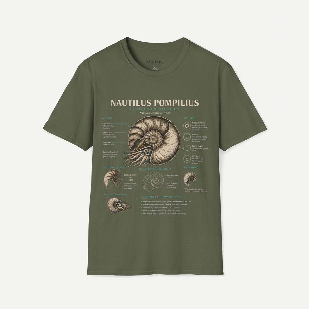 Nautilus Pompilus Shell Anatomy T-Shirt — Vintage Scientific Illustration Tee