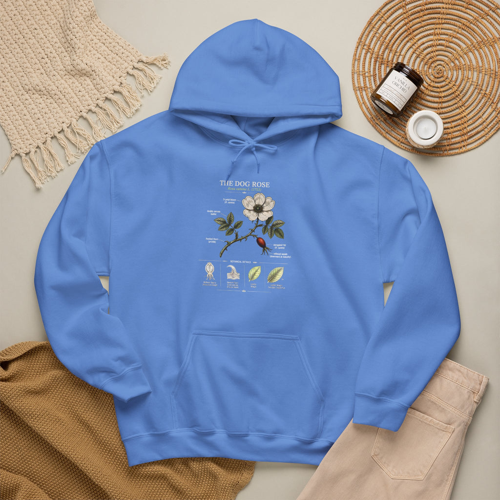Floral Botanical Hoodie – White Dogwood Illustration with Text
