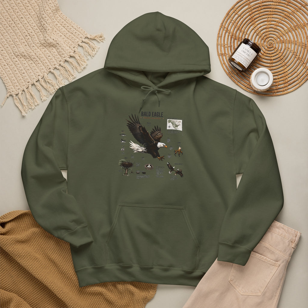 Eagle Graphic Hoodie — Bald Eagle Nature Print Sweatshirt