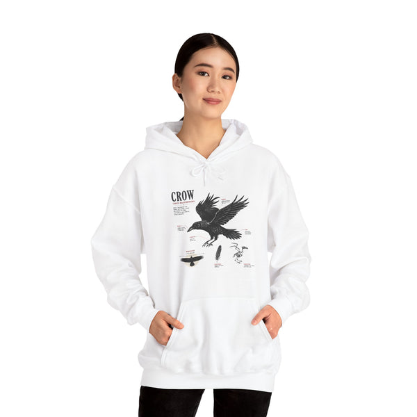 Crow Anatomy Hoodie — Vintage Raven Diagram Hooded Sweatshirt