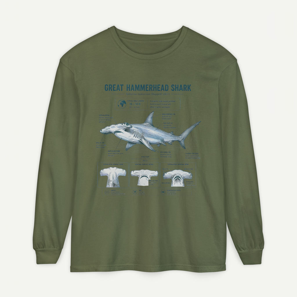 Great Hammerhead Shark Anatomy Long Sleeve Tee