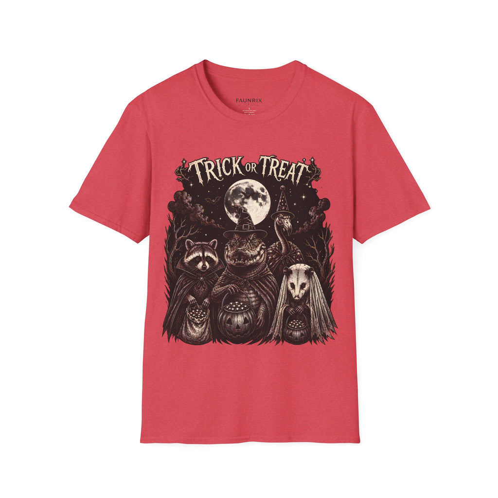 Trick or Treat Halloween T-Shirt — Vintage Moonlit Witch & Spooky Animals Tee
