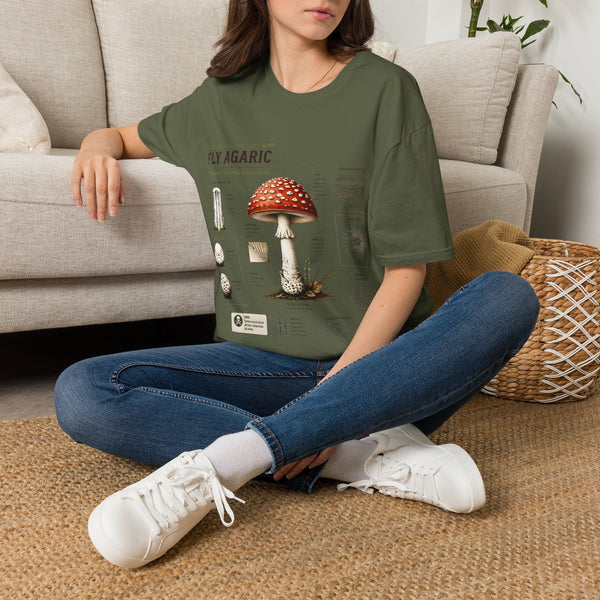 Amanita Mushroom Anatomy T-Shirt — Fly Agaric Botanical Illustration Tee