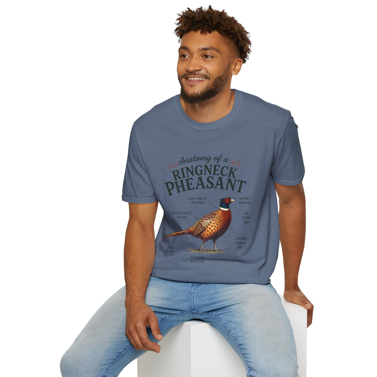 Ringneck Pheasant Anatomy T-Shirt — Illustrated Bird Diagram Tee